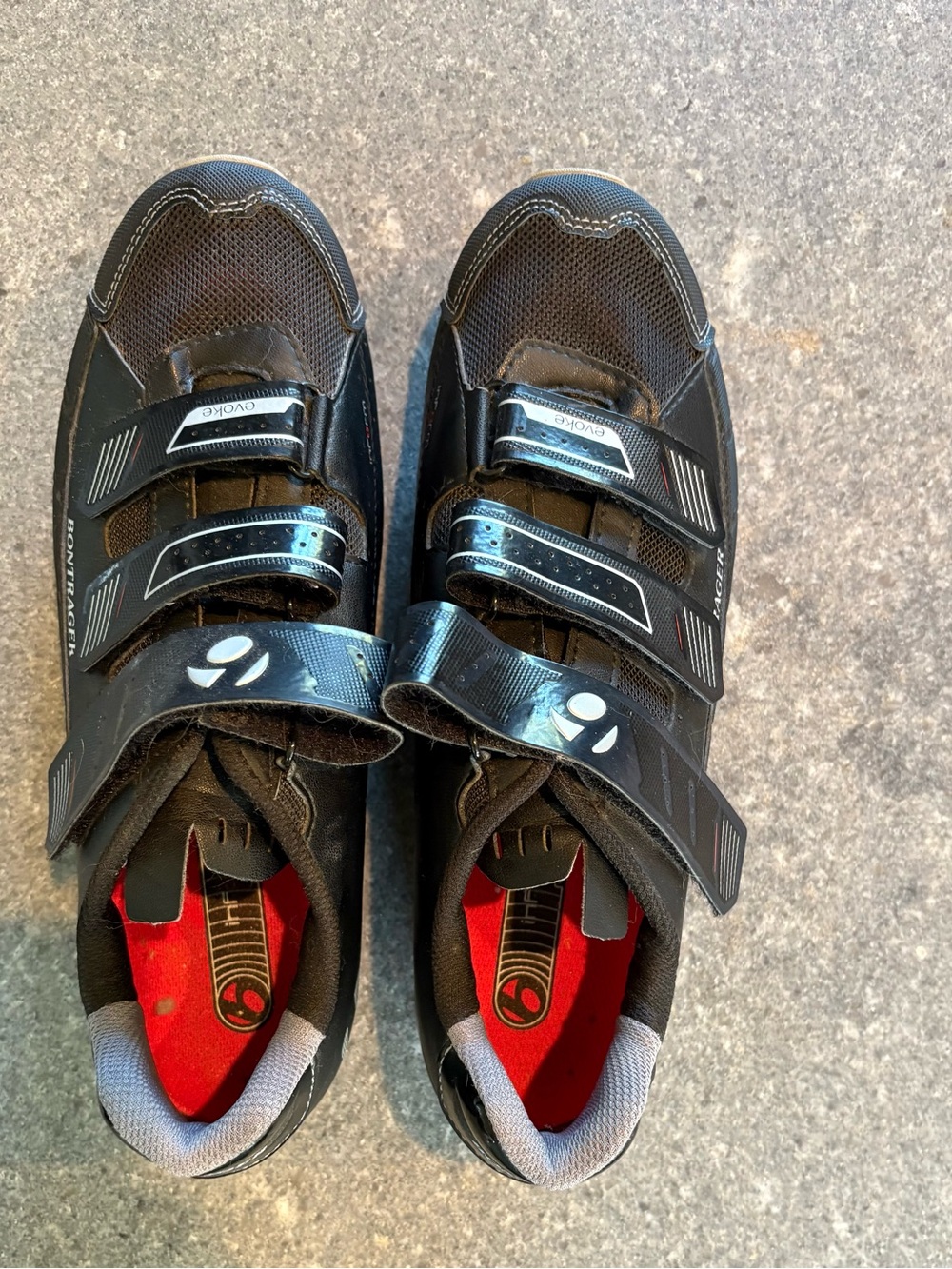 Men's Bontrager Black Velcro Cycling Sneakers with Red Insole
